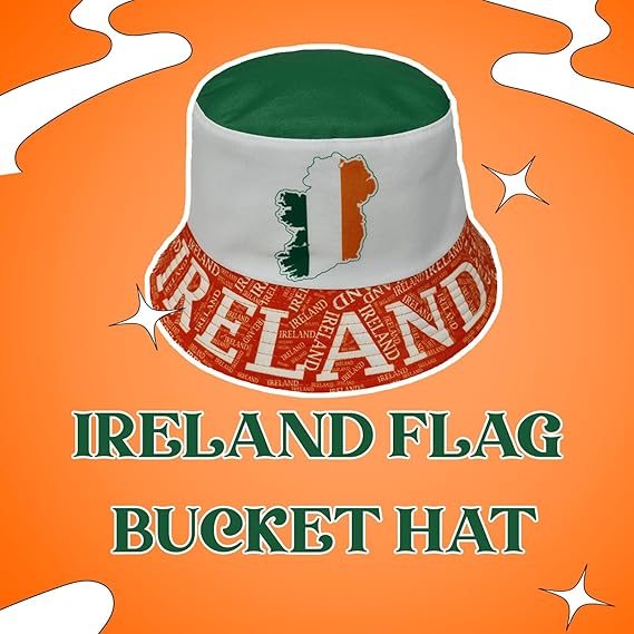 Molten Creek® Ireland Flag Bucket Hat, Reversible 100% Cotton Double-Layer Fisherman Hat, One Size Fits All, Irish National Flag Summer Cap for Men & Women, Lightweight, Breathable Outdoor Hat Molten Creek