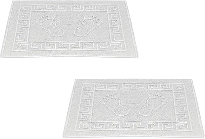 Molten Creek® Bath Mats, Classic Greek Key Design, Terry Cloth Foot Towel, Quicky Dry, Soft and Absorbent, 750 GSM, Easy to Wash, Lightweight, 100% Cotton, 50x70 cm