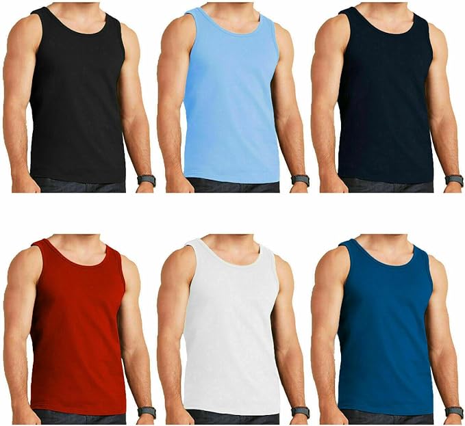 Molten Creek® 6X Pack Mens Vests Classic Sports 100% Cotton Tank Tops Summer Training Gym Sports Sleeveless Casual Undershirts S-2XL Molten Creek