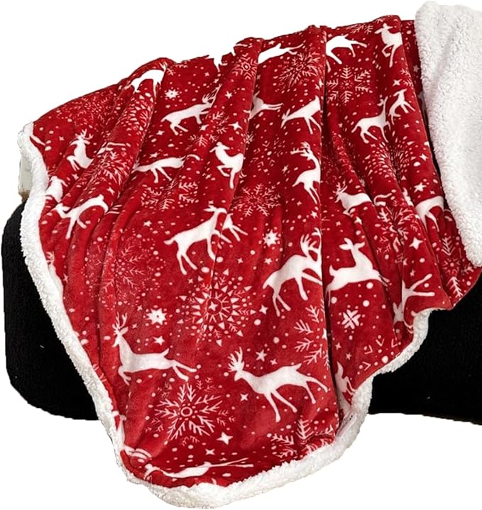 Molten Creek® Christmas Throw Sherpa Blanket, Soft And Comfortable, Fluffy And Warm, Eye Catching Design, Portable & Lightweight, Machine Washable, Ideal For Winter Molten Creek