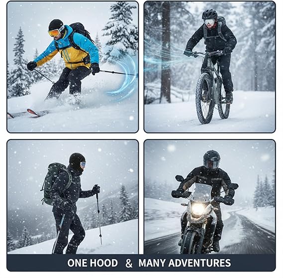 Molten Creek® Black Fleece Lined Hoodie, Waterproof Design, Neck Warmer, Soft Texture, Insulated Face Mask, Breathable Fabric, Ideal For Winter Sports & Outdoor Adventures Molten Creek