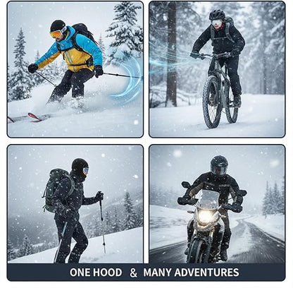 Molten Creek® Black Fleece Lined Hoodie, Waterproof Design, Neck Warmer, Soft Texture, Insulated Face Mask, Breathable Fabric, Ideal For Winter Sports & Outdoor Adventures Molten Creek