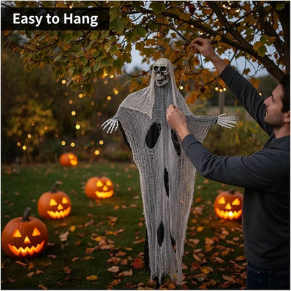 Molten Creek® Hanging Reaper, Spooky Halloween Outdoor Garden Decoration, Eye Catching Theme, Durable & Reusable, Lightweight Design, Easy To Hang, 210cm Molten Creek