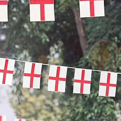 Molten Creek® England St Geroge's Cross Bunting Flag, Double Sided, Foldable, For World Cup, Football Championship, Street Parties, Decoration, 10m with 20 Flags