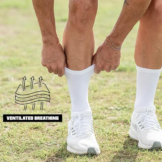 Molten Creek® 10 Pairs Men’s Crew Sports Socks, Classic Rich Cotton, Cushioned Sole, Comfort Top, Training, Walking, Hiking, Athletic Socks, Size 6-11 Molten Creek