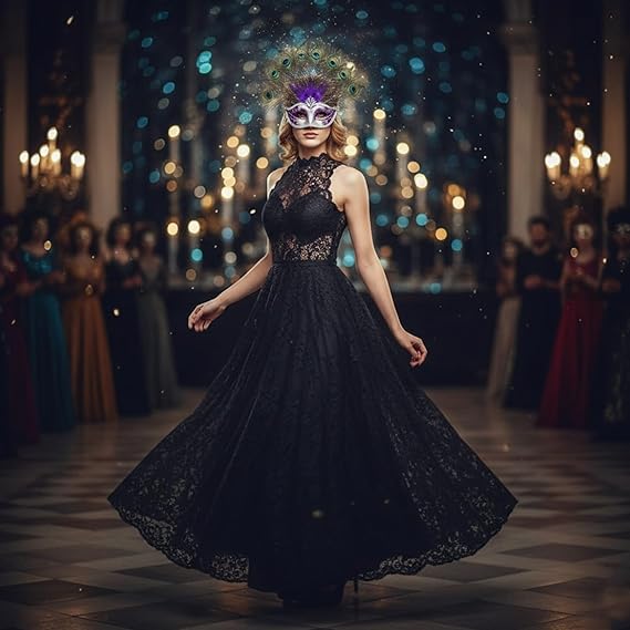 Molten Creek® Peacock Feather Eye Mask, Elegant & Eye Catching Design, Vibrant Colour, Perfect For Masquerade Balls, Halloween, Fancy Dress Parties, And Cosplay, Random Design Molten Creek