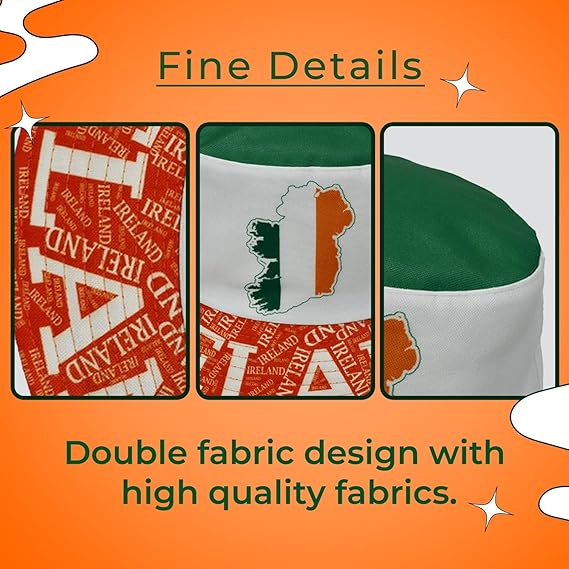 Molten Creek® Ireland Flag Bucket Hat, Reversible 100% Cotton Double-Layer Fisherman Hat, One Size Fits All, Irish National Flag Summer Cap for Men & Women, Lightweight, Breathable Outdoor Hat Molten Creek
