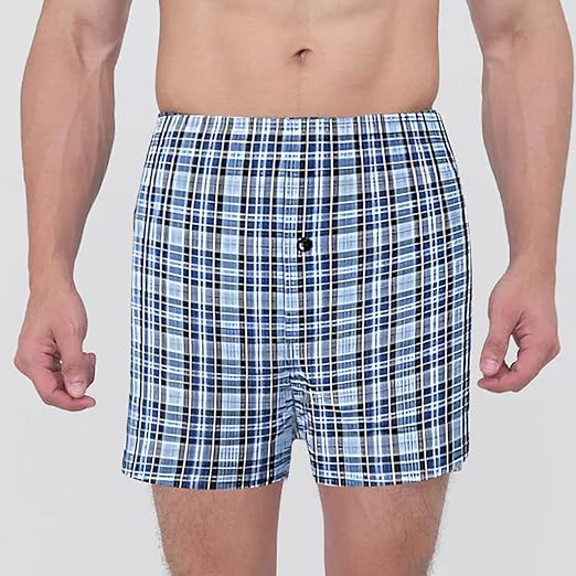 Molten Creek® Mens Boxers, Underwear Cotton Woven Boxers, Checks Pattern, Boxer Shorts, Button Fly, Comfortable, Soft and Flexible Fit, Pack of 6, Assorted Colour Molten Creek