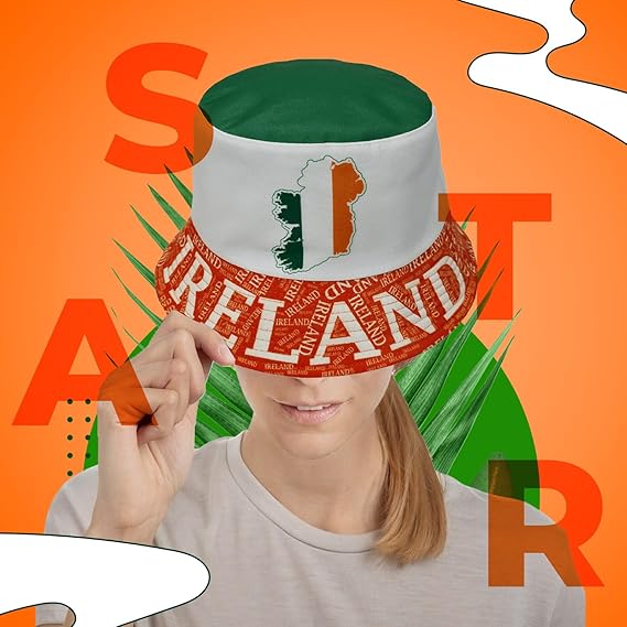 Molten Creek® Ireland Flag Bucket Hat, Reversible 100% Cotton Double-Layer Fisherman Hat, One Size Fits All, Irish National Flag Summer Cap for Men & Women, Lightweight, Breathable Outdoor Hat Molten Creek