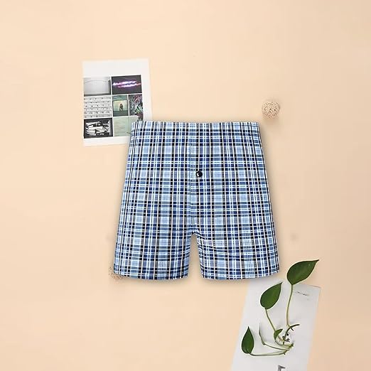 Molten Creek® Mens Boxers, Underwear Cotton Woven Boxers, Checks Pattern, Boxer Shorts, Button Fly, Comfortable, Soft and Flexible Fit, Pack of 6, Assorted Colour Molten Creek