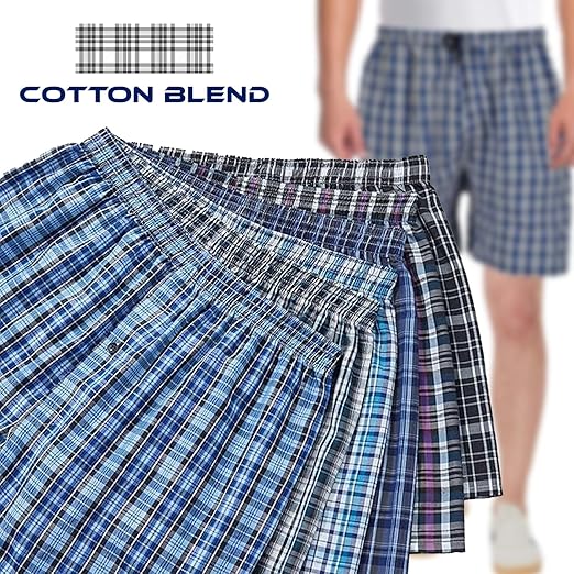 Molten Creek® Mens Boxers, Underwear Cotton Woven Boxers, Checks Pattern, Boxer Shorts, Button Fly, Comfortable, Soft and Flexible Fit, Pack of 6, Assorted Colour Molten Creek