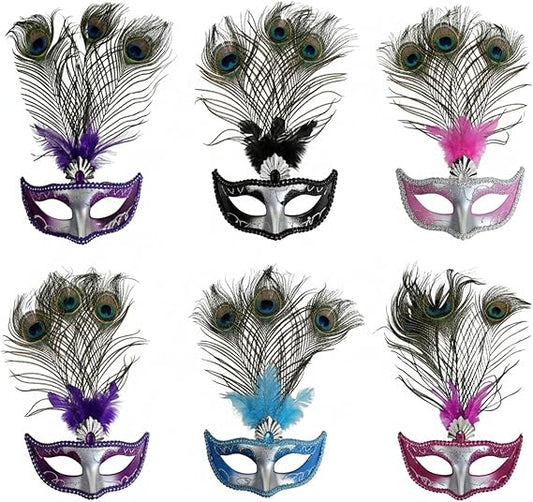 Molten Creek® Peacock Feather Eye Mask, Elegant & Eye Catching Design, Vibrant Colour, Perfect For Masquerade Balls, Halloween, Fancy Dress Parties, And Cosplay, Random Design Molten Creek