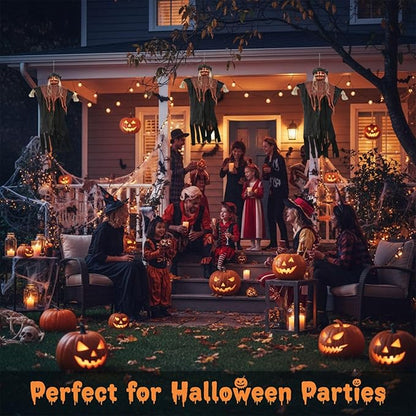 Molten Creek® Hanging Pumpkin Head, Halloween Decorations Accessories, Eye Catching Spooky Theme, Portable And Lightweight, Perfect For Halloween Parties (150CM) Molten Creek