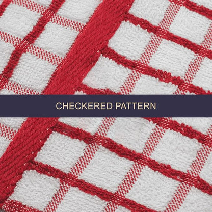 Assorted Terry Tea Towel, Highly Absorbent, Checkered Pattern, Soft Touch, Great for Drying Dishes, Kitchen Hand Towels, Bright Colors
