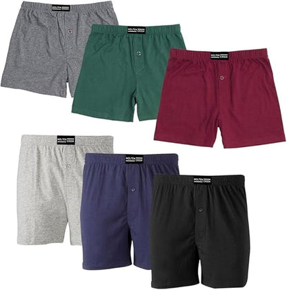 Molten Creek® Men's Plain Boxer Shorts – Cotton Blend Loose Fit Underwear, 6 Pack