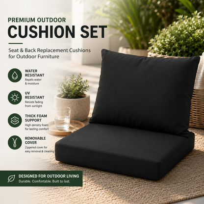 Molten Creek® Outdoor Rattan Furniture Cushion Set – Water Resistant Patio Sofa Cushions