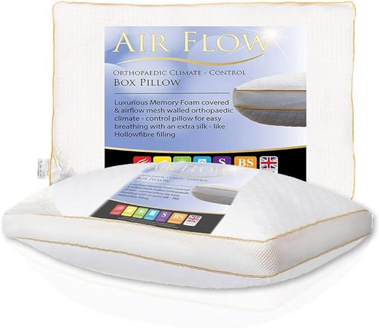 Air Flow pillow with packaging on a white background