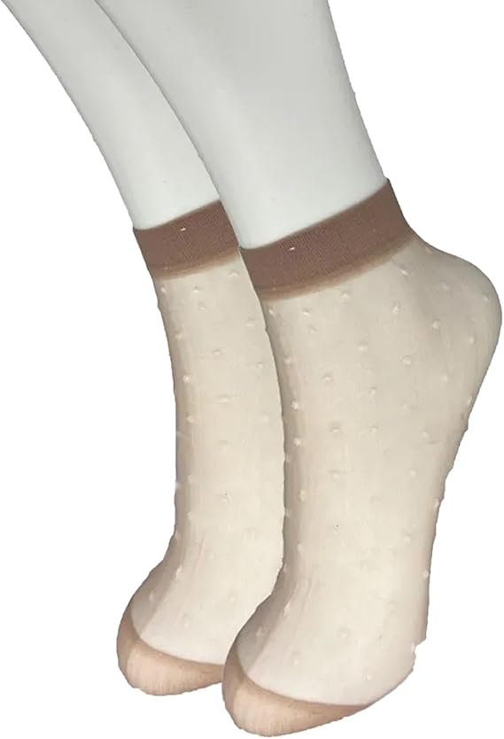 Molten Creek® Women Lace Sheer Socks, Invisible Transparent Mesh Ankle Socks, Colourful Polka Dots, Low Cut, Breathable & Lightweight, For Summer, 5 Pair Molten Creek