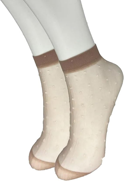 Molten Creek® Women Lace Sheer Socks, Invisible Transparent Mesh Ankle Socks, Colourful Polka Dots, Low Cut, Breathable & Lightweight, For Summer, 5 Pair Molten Creek