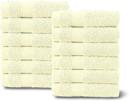 Molten Creek® Face Cloths Towels Set, 100% Egyptian Cotton, Highly Absorbent, Quick Dry, Super Soft & Fluffy, Easy to Care, Lightweight, 30 x 30cm, Pack of 12
