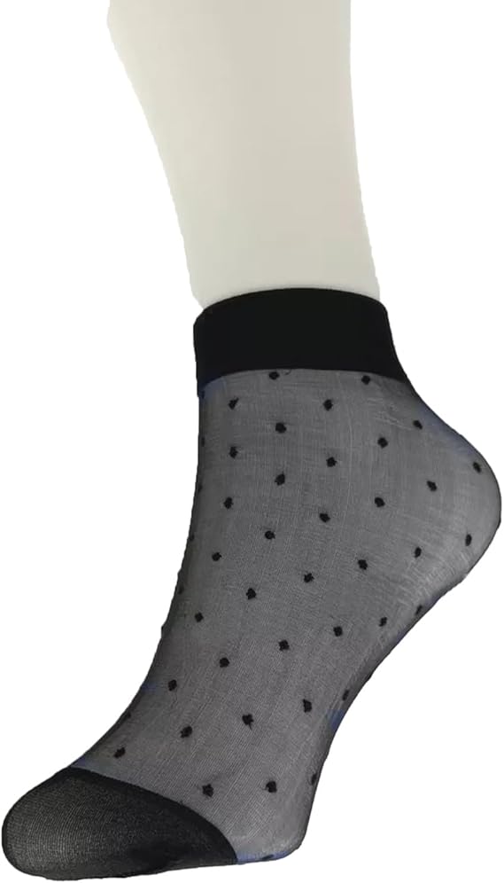 Molten Creek® Women Lace Sheer Socks, Invisible Transparent Mesh Ankle Socks, Colourful Polka Dots, Low Cut, Breathable & Lightweight, For Summer, 5 Pair Molten Creek