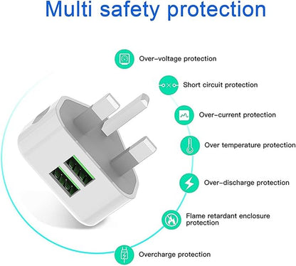 White power adapter with safety protection features on a white background