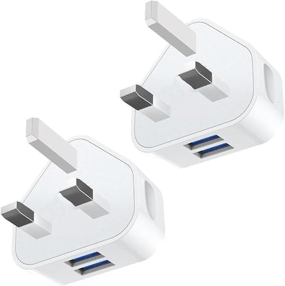 Two white USB hub adapters on a white background