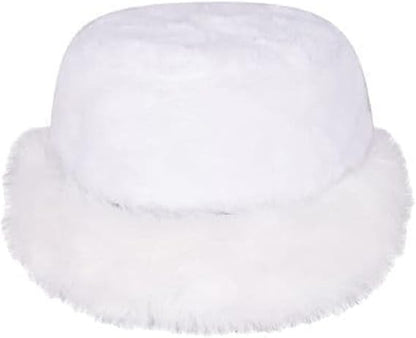 White fur-trimmed hat on a white background