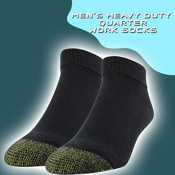 Molten Creek® Men’s Heavy Duty Quarter Work Socks, Moisture Wicking, Ankle Socks, Full Cushioned, Comfort Top, Reinforced Heel, 6-11, 10 Pairs Molten Creek