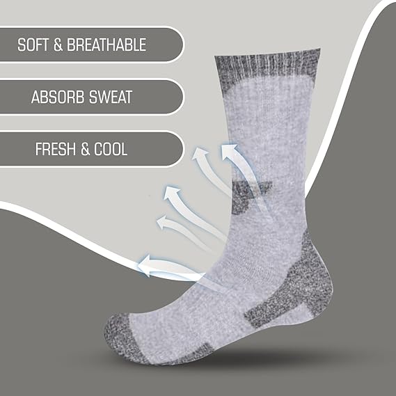 Gray sock with text highlighting features on a gray background
