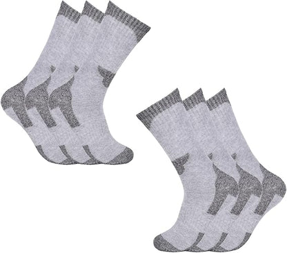 Two pairs of gray socks with black accents on a white background