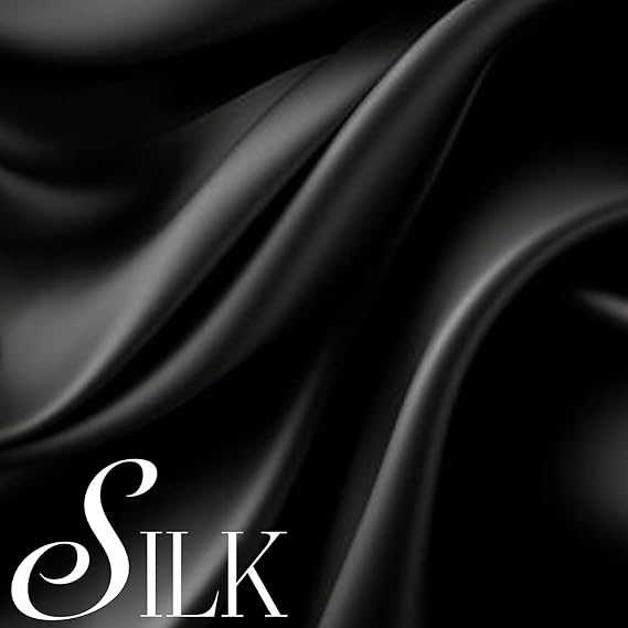 Black silk fabric with the word 'Silk' in white text.
