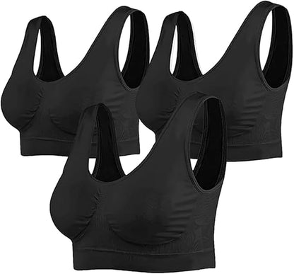 Three Women Super Comfort Sports Bra In Black