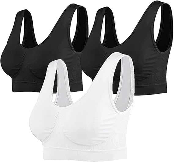 Three Women Super Comfort Sports Bra In Black and White