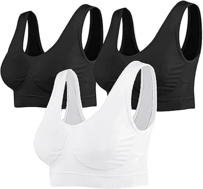 Three Women Super Comfort Sports Bra In Black and White