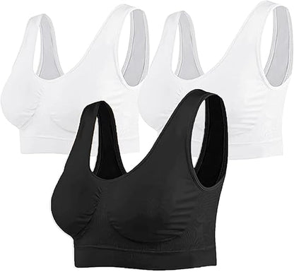 Three Women Super Comfort Sports Bra In White and Black