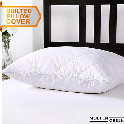 Molten Creek® Mattress Protector, Quilted Mattress Cover, Extra Deep 30 & 40cm Fitted, Breathable & Hypoallergenic, Moisture-Wicking, Washable, White ,Set of 2 Molten Creek