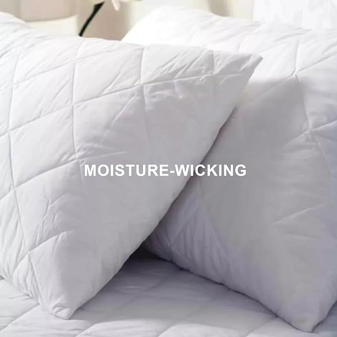 Molten Creek® Mattress Protector, Quilted Mattress Cover, Extra Deep 30 & 40cm Fitted, Breathable & Hypoallergenic, Moisture-Wicking, Washable, White ,Set of 2 Molten Creek
