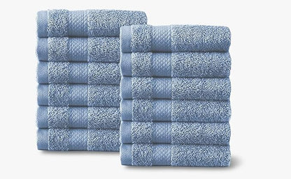 Molten Creek® Face Cloths Towels Set, 100% Egyptian Cotton, Highly Absorbent, Quick Dry, Super Soft & Fluffy, Easy to Care, Lightweight, 30 x 30cm, Pack of 12
