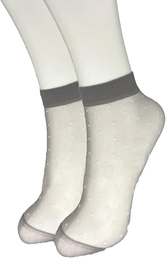 Molten Creek® Women Lace Sheer Socks, Invisible Transparent Mesh Ankle Socks, Colourful Polka Dots, Low Cut, Breathable & Lightweight, For Summer, 5 Pair Molten Creek