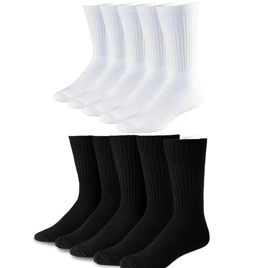 Molten Creek® Men’s Sports Crew Socks, Classic Rich Cotton, Cushioned Sole, Comfort Top, Training, Walking, Hiking, Athletic Socks, Size 6-11, 10 Pairs Molten Creek