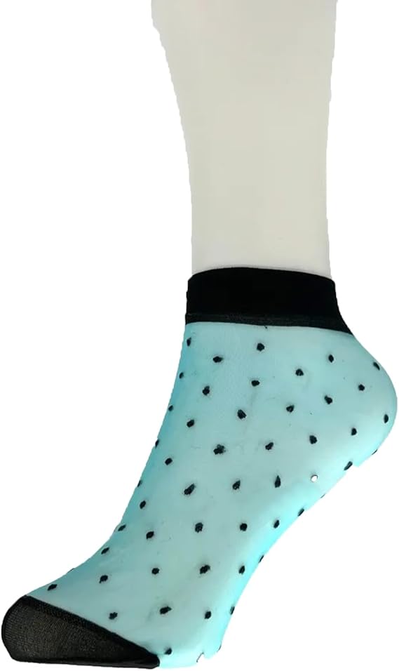 Molten Creek® Women Lace Sheer Socks, Invisible Transparent Mesh Ankle Socks, Colourful Polka Dots, Low Cut, Breathable & Lightweight, For Summer, 5 Pair Molten Creek