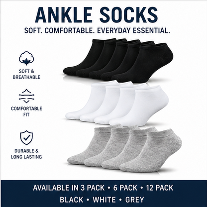 Molten Creek® Men's & Women's Trainer Liner Socks – Cotton Low Cut Invisible Sports Socks