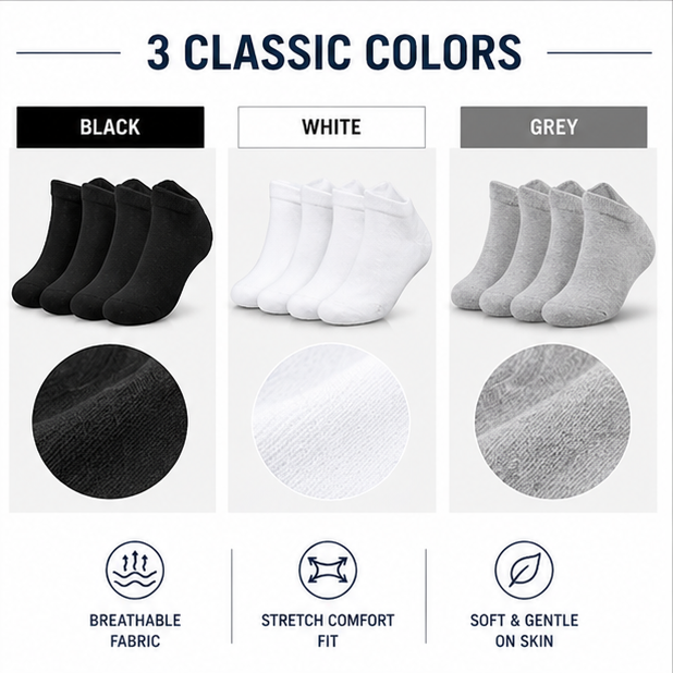 Molten Creek® Men's & Women's Trainer Liner Socks – Cotton Low Cut Invisible Sports Socks