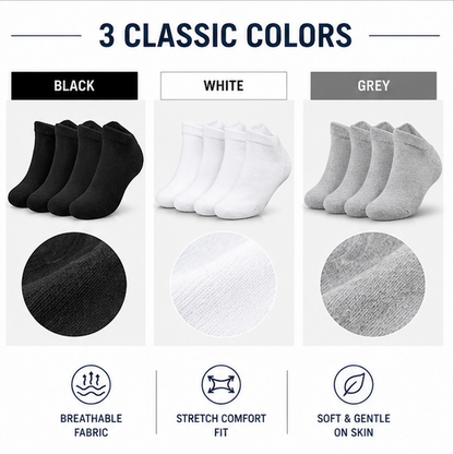 Molten Creek® Men's & Women's Trainer Liner Socks – Cotton Low Cut Invisible Sports Socks