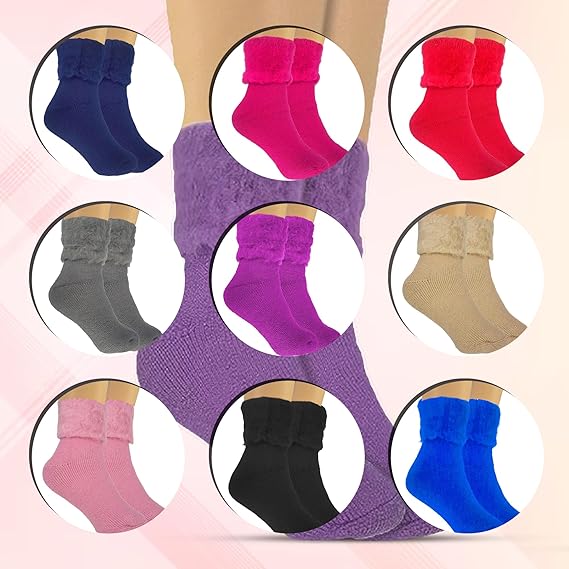 Collage of various pairs of socks in different colors on a pink background.