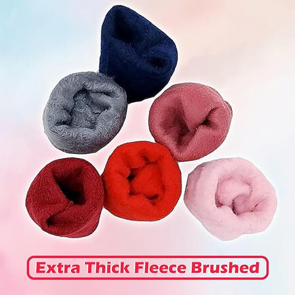 Set of six extra thick fleece brushed items in various colors on a gradient background.