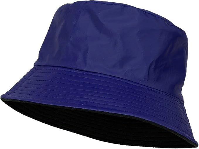 Blue bucket hat on a white background