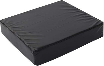 Black rectangular wheelchair cushion on a white background