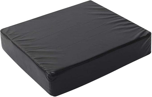 Black rectangular wheelchair cushion on a white background
